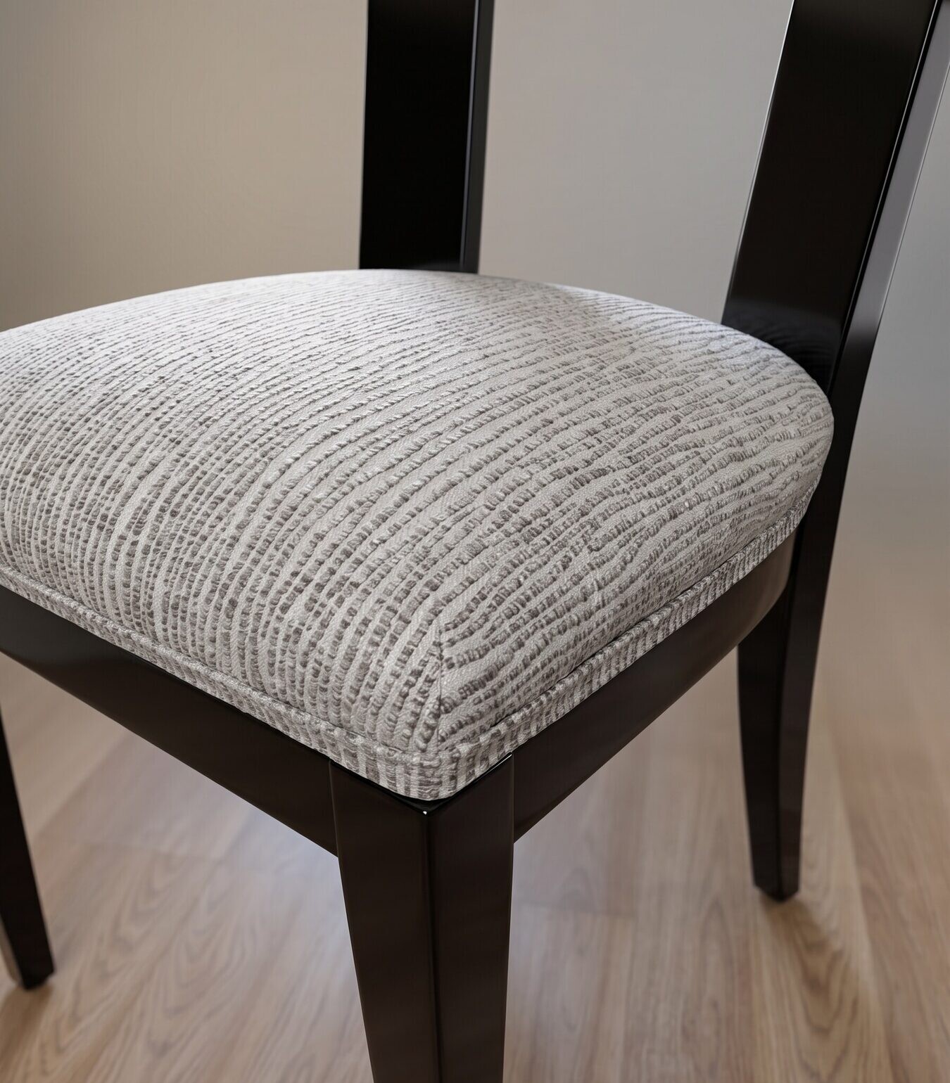 Dining chair seat covered in a textured weave